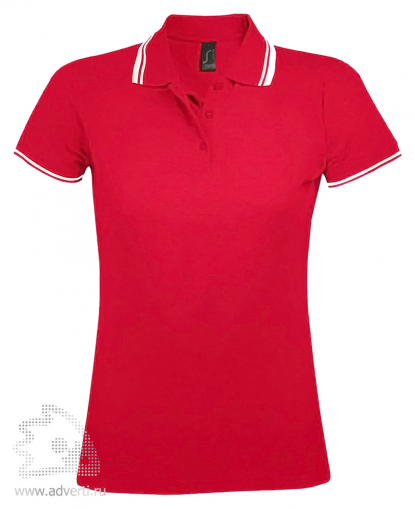 Рубашка поло Pasadena women 200, женская, красная с белым