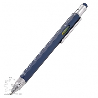 Ручка шариковая Construction (TROIKA), мультиинструмент, синяя