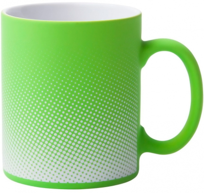 Кружка Dot с покрытием софт-тач и гравировкой, ярко-зеленая