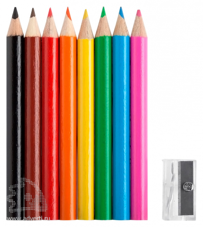 Набор Hobby, 8 цветных карандашей и точилка