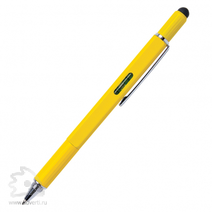 Многофункциональная ручка Пять в одном, жёлтая, вид сбоку