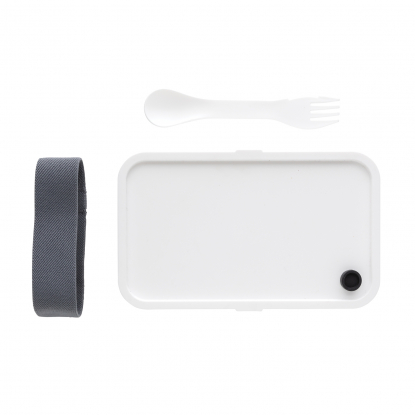 Контейнер для еды со столовым прибором из PP, белый
