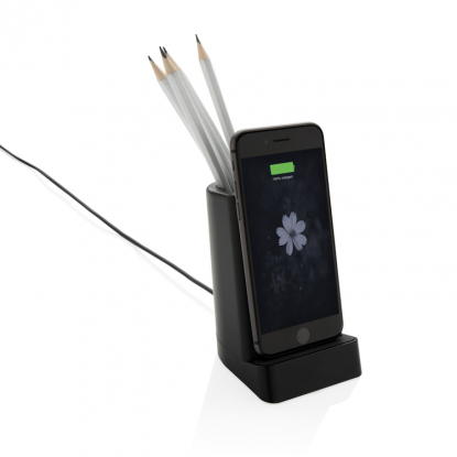 Док-станция Light up для беспроводной зарядки с подставкой для ручек, 5W, пример использования