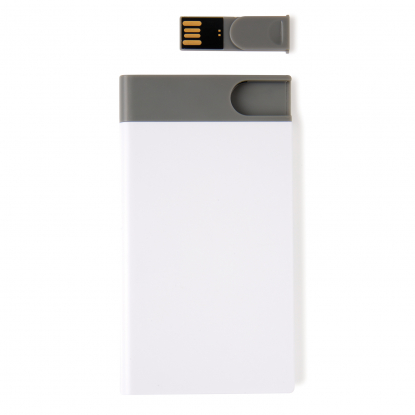 Зарядное устройство с USB–флешкой на 8 ГБ, 2500 mAh, белое, в разобранном виде