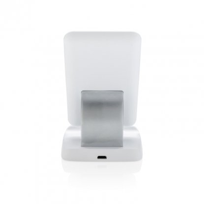 Док-станция для быстрой беспроводной зарядки, 10W, белая, вид сзади