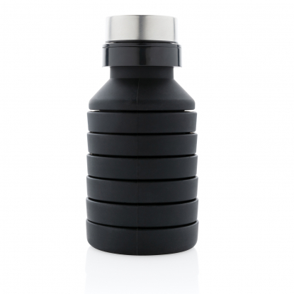 Герметичная складная силиконовая бутылка с крышкой, чёрная
