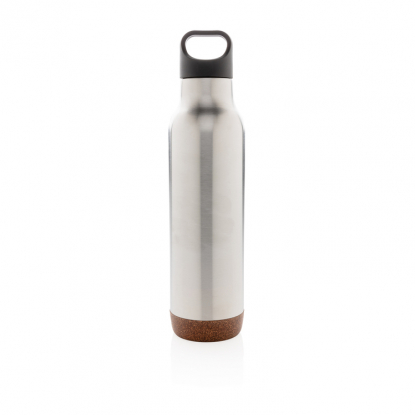Герметичная вакуумная бутылка Cork, 600 мл, серебристая, вид спереди
