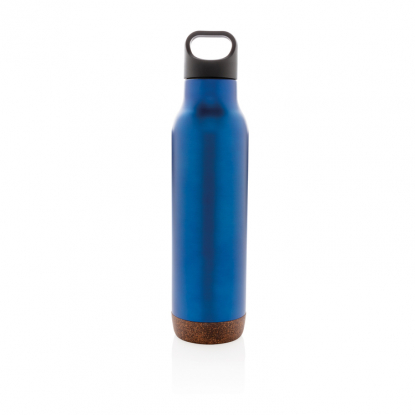 Герметичная вакуумная бутылка Cork, 600 мл, синяя, вид спереди