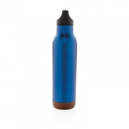 Герметичная вакуумная бутылка Cork, 600 мл, синяя, вид сбоку
