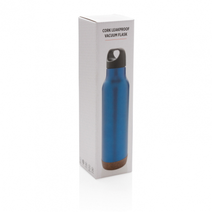Герметичная вакуумная бутылка Cork, 600 мл, синяя, упаковка