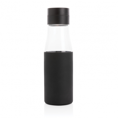 Стеклянная бутылка для воды Ukiyo с силиконовым держателем, чёрная