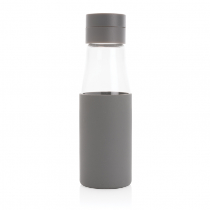 Стеклянная бутылка для воды Ukiyo с силиконовым держателем, серая