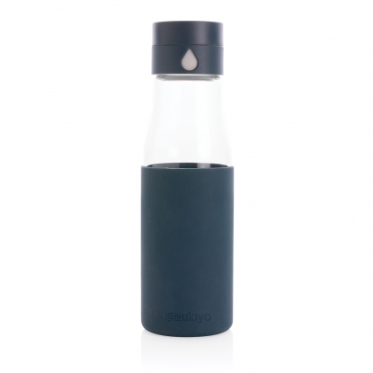 Стеклянная бутылка для воды Ukiyo с силиконовым держателем, синяя