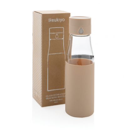 Стеклянная бутылка для воды Ukiyo с силиконовым держателем, коричневая