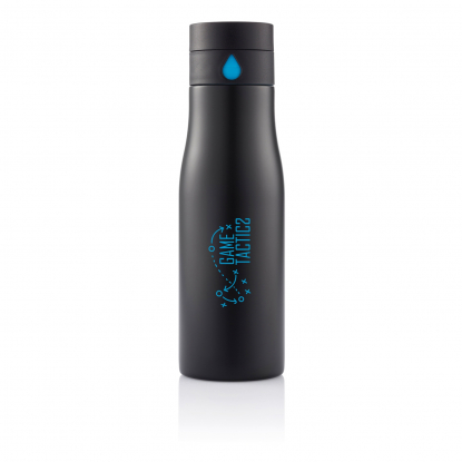 Бутылка для воды Aqua, черная, пример нанесения