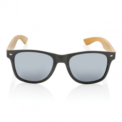 Солнцезащитные очки Wheat straw с бамбуковыми дужками, чёрные, вид спереди