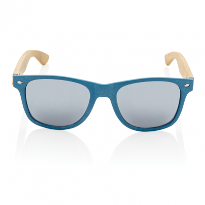 Солнцезащитные очки Wheat straw с бамбуковыми дужками, синие, вид спереди