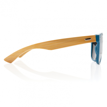 Солнцезащитные очки Wheat straw с бамбуковыми дужками, синие, вид сбоку