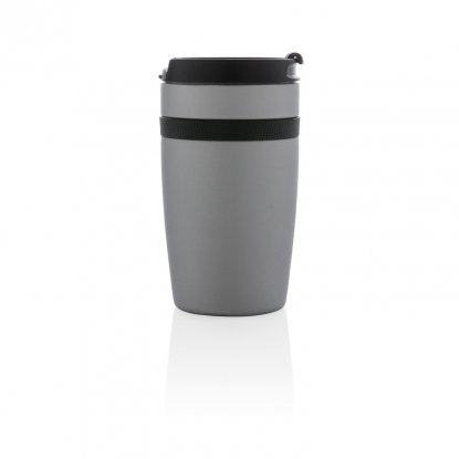 Герметичная термокружка Sierra, серебристая, вид сбоку