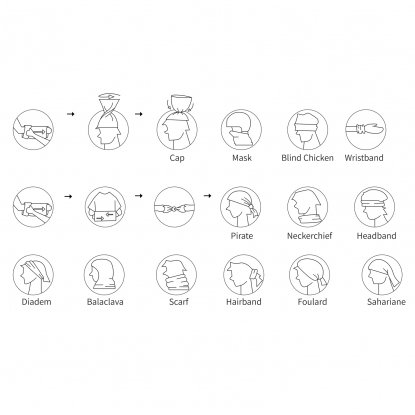 Многофункциональный шарф, черный, пример использования