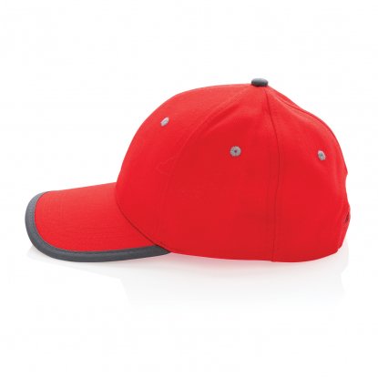 Контрастная бейсболка Impact из переработанного хлопка AWARE™, 6 клиньев, красная