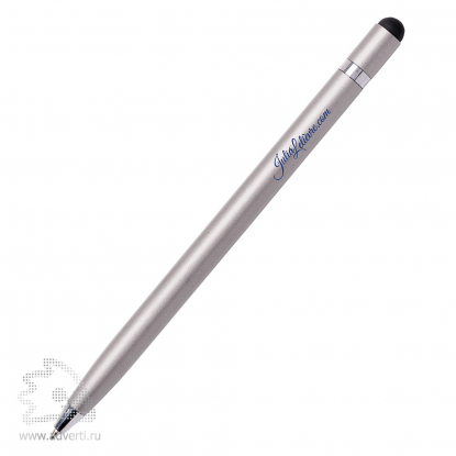 Шариковая ручка-стилус Simplistic, серебристая, пример печати
