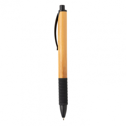 Ручка из бамбука и пшеничной соломы, чёрная, вид сбоку