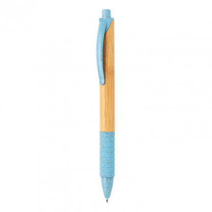 Ручка из бамбука и пшеничной соломы, голубая