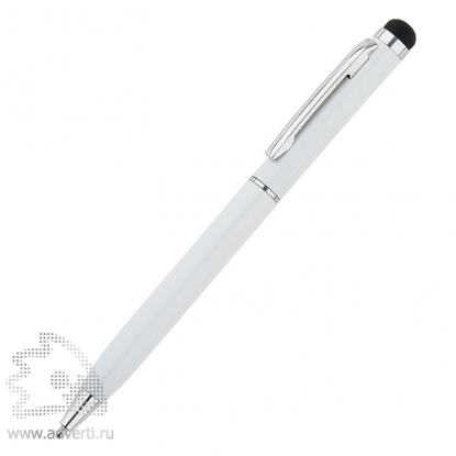 Тонкая металлическая ручка-стилус, белая