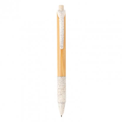 Ручка из бамбука и пшеничной соломы, белая, вид спереди