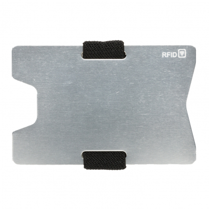 Алюминиевый чехол для карт с защитой от сканирования RFID, серебристый, с одной стороны