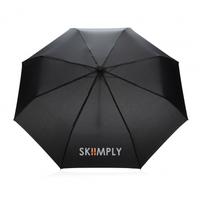 Компактный зонт Impact из RPET AWARE™ с бамбуковой ручкой, d96 см, черный, пример нанесения