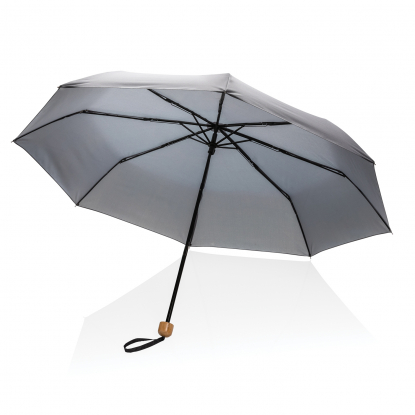 Компактный зонт Impact из RPET AWARE™ с бамбуковой ручкой, d96 см, темно-серый