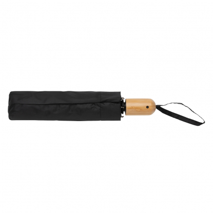 Автоматический зонт Impact из RPET AWARE™ с бамбуковой ручкой, d94 см, черный