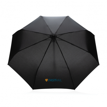 Автоматический зонт Impact из RPET AWARE™ с бамбуковой ручкой, d94 см, черный, пример нанесения