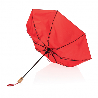 Автоматический зонт Impact из RPET AWARE™ с бамбуковой ручкой, d94 см, красный