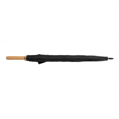 Автоматический зонт-трость с бамбуковой ручкой Impact из RPET AWARE™, d103 см, черный