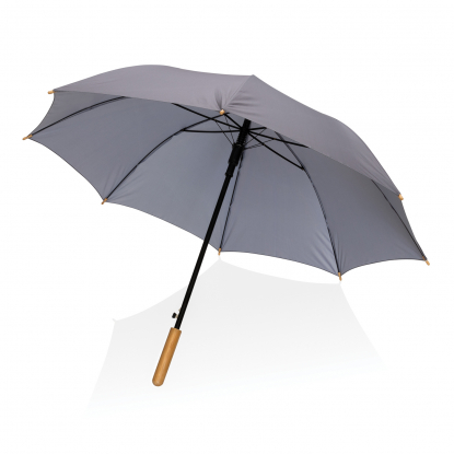 Автоматический зонт-трость с бамбуковой ручкой Impact из RPET AWARE™, d103 см, темно-серый