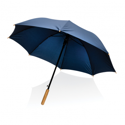 Автоматический зонт-трость с бамбуковой ручкой Impact из RPET AWARE™, d103 см, темно-синий