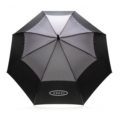Зонт-антишторм Impact из RPET AWARE™ 190T, d120 см, темно-серый, пример нанесения
