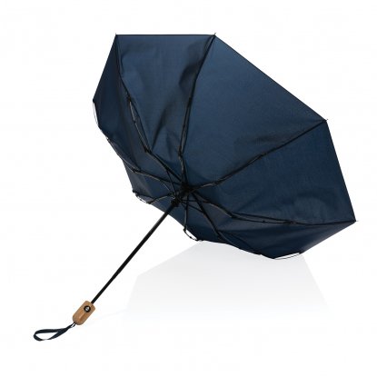 Автоматический зонт Impact из RPET AWARE™ с бамбуковой ручкой, d94 см, темно-синий