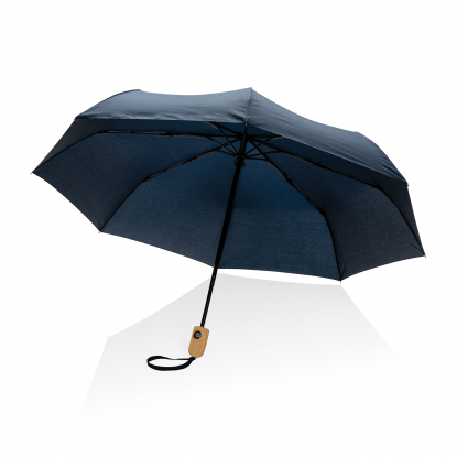 Автоматический зонт Impact из RPET AWARE™ с бамбуковой ручкой, d94 см, темно-синий