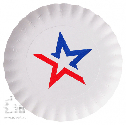 Бумажная тарелка, печать в 2 цвета, площадь более 50х50 мм