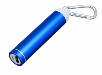 Универсальное зарядное устройство power bank круглой формы с карабином, синее