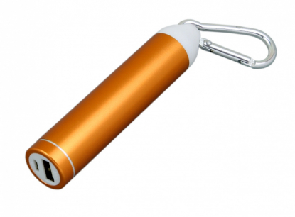 Универсальное зарядное устройство power bank круглой формы с карабином, оранжевое
