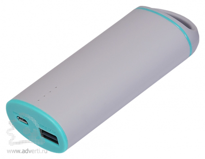 Внешний аккумулятор Travel Max PB 4000 mAh, бирюзовый с серым