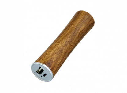 Деревянное зарядное устройство power bank, цилиндр, коричневый