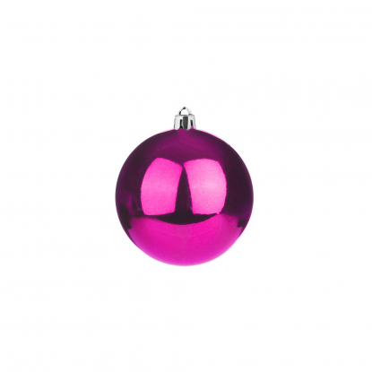 Пластиковый елочный шар, 100 мм, ярко-розовый глянцевый