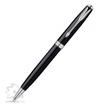 Шариковая ручка Parker Sonnet Laque Black GT, серебристая