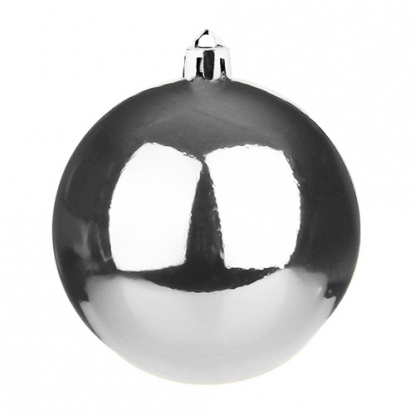 Пластиковый елочный шар, 100 мм, серебристый глянцевый